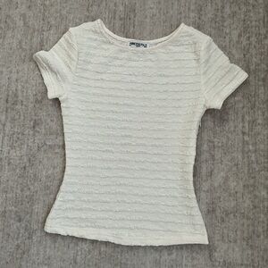Ivory Textured Short Sleeve Top